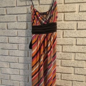 Chic Multicolor Zigzag Maxi Dress